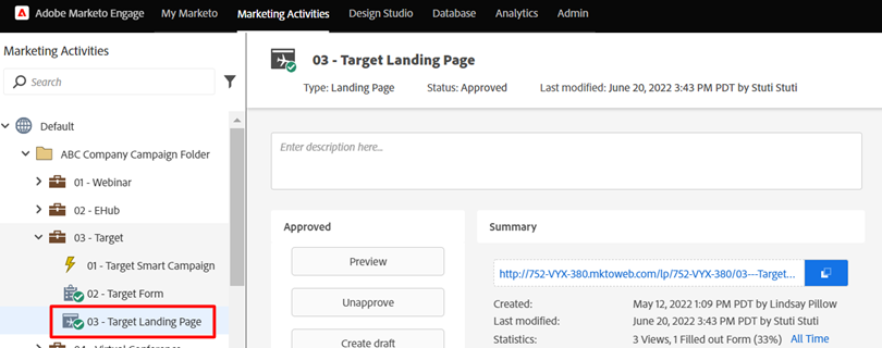 Select Landing Page