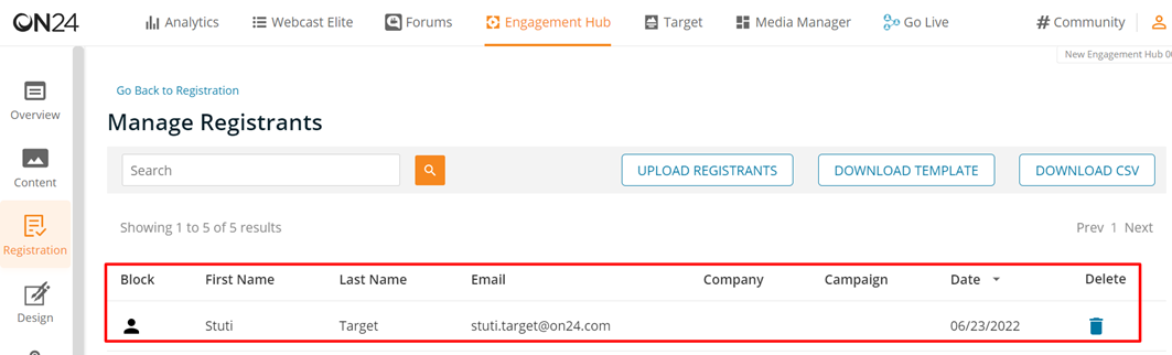 Manage Registrants