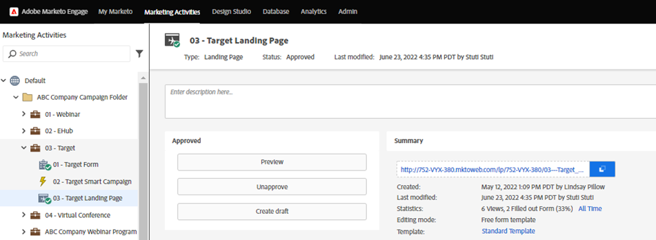 Landing Page Created