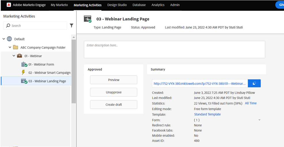 Landing Page Created