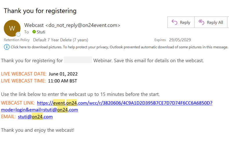 Confirmation Email