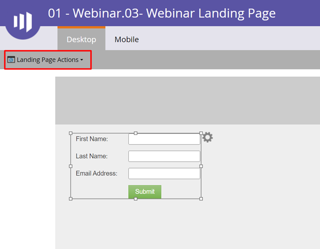 Landing Page Actions