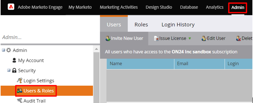 Users & Roles Tab