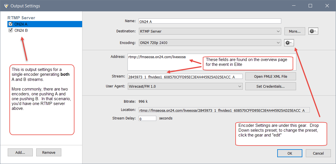 output settings