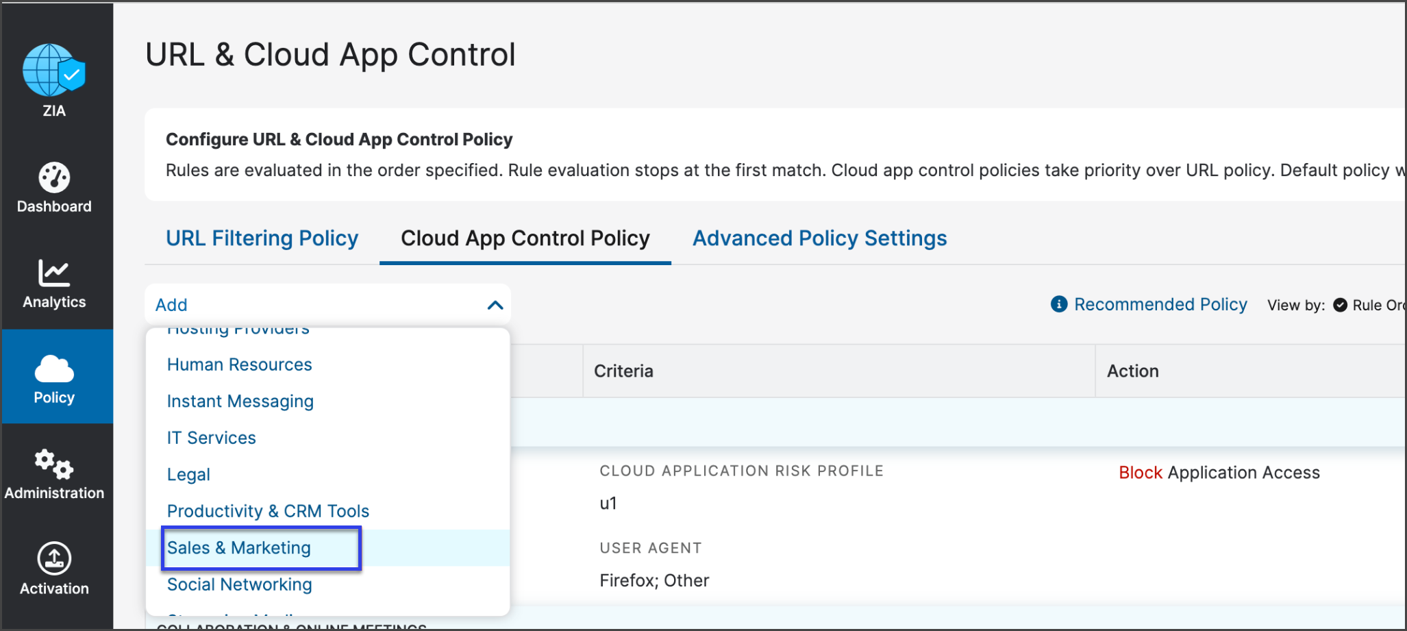 Enabling zscaler cloud application on24