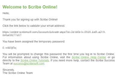 Scribe email to confirm and activate