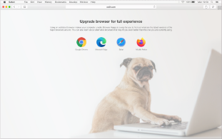 landing page recommending a modern browser that is not Internet Explorer