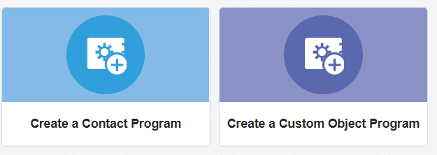 Select Create a Contact Program or Create a Custom Object Program