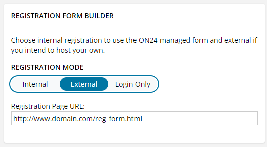 Registration form builder for Go Live