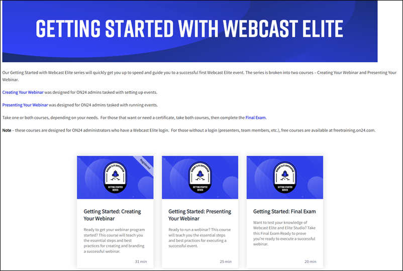 Getting Started with Webcast Elite