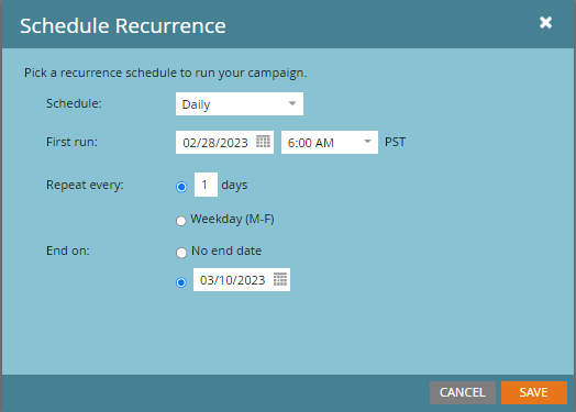 Schedule Recurrence