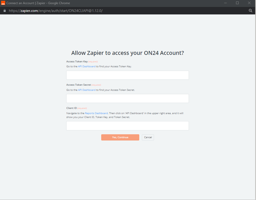 Allow Zapier to access your ON24 Account?