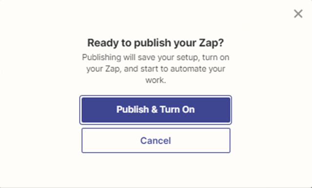 Publish & Turn On Button
