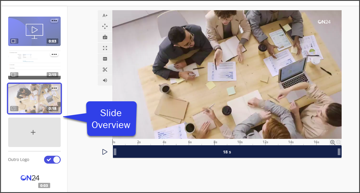 slide overview is where all content added to the video will show.png