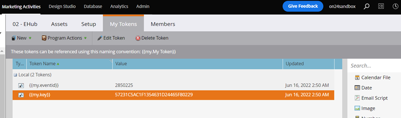 My Tokens Tab
